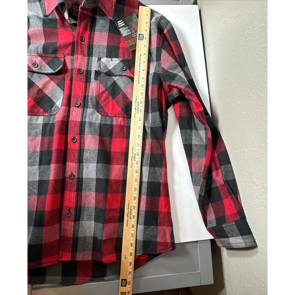 Five‎ Brother Heavy Weight Deluxe Flannel Shirt Red Black Plaid NWT Size Large - Picture 10 of 13